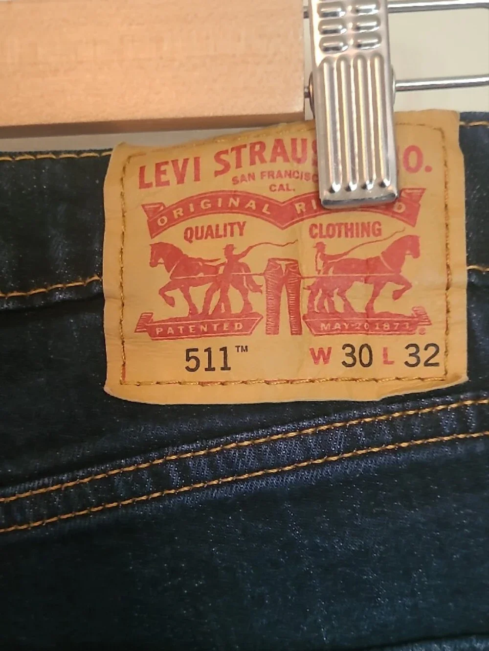 Levi's 511 Dark Blue Slim Jeans with Raw Hem 30x32